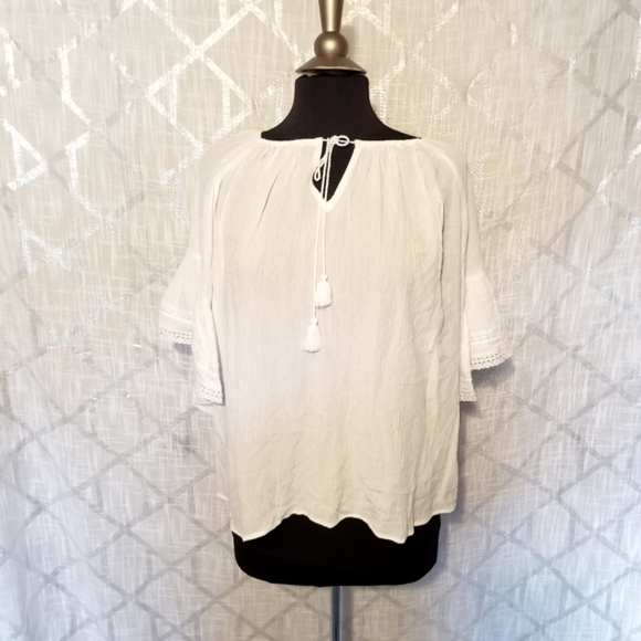 Ana Womens Tassel Top White Size Medium New - Picture 2 of 8